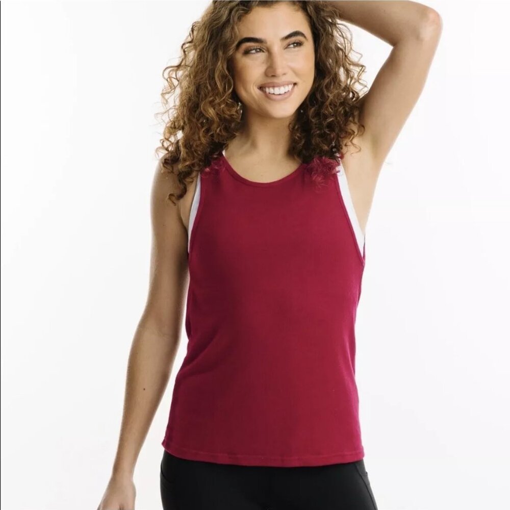 Zyia Cranberry Lounge Boyfriend Sweater Tank (#1626) - Picture 2 of 6